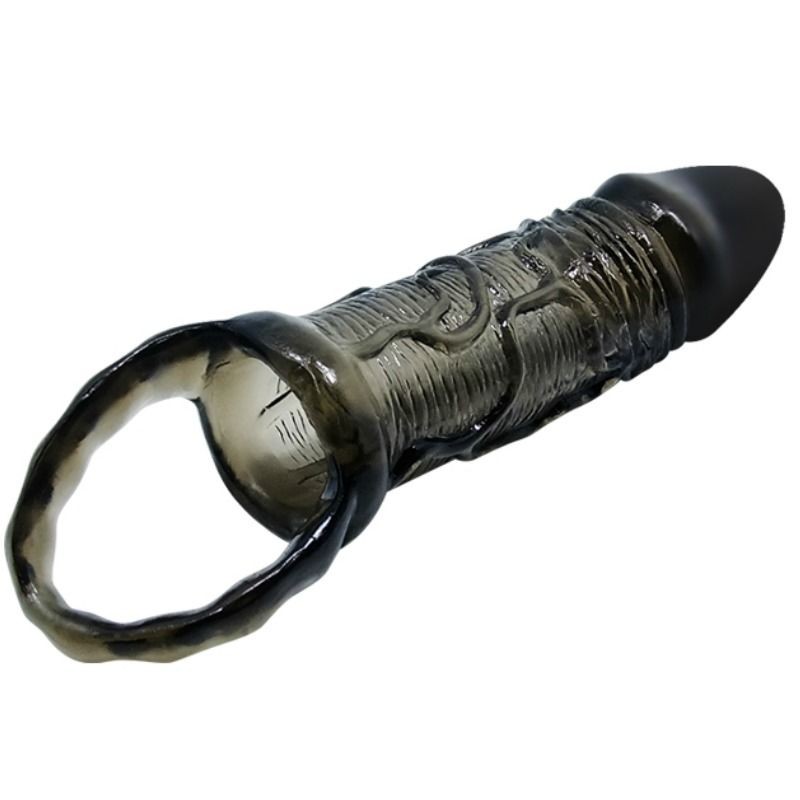 BAILE FUNDA EXTENSORA PENE CON STRAP PARA TESTICULOS NEGRO 13.5 CM