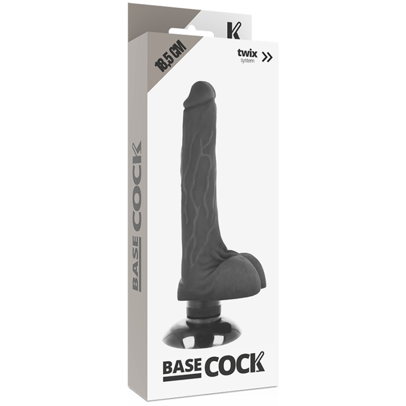 BASECOCK REALISTIC VIBRADOR 2-1 NEGRO 18.5CM