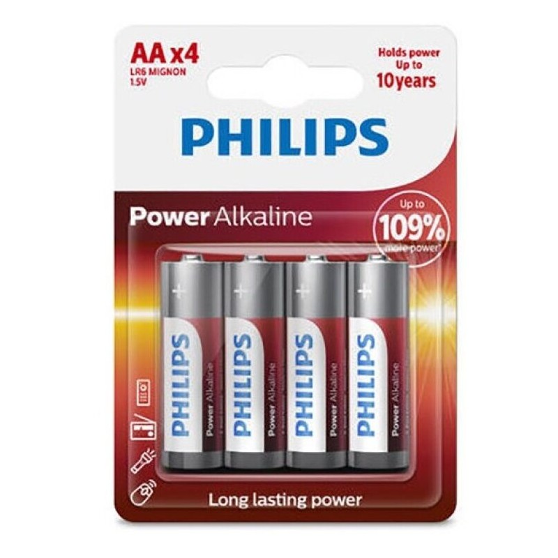 PHILIPS POWER ALKALINE PILA AA LR6 BLISTER*4