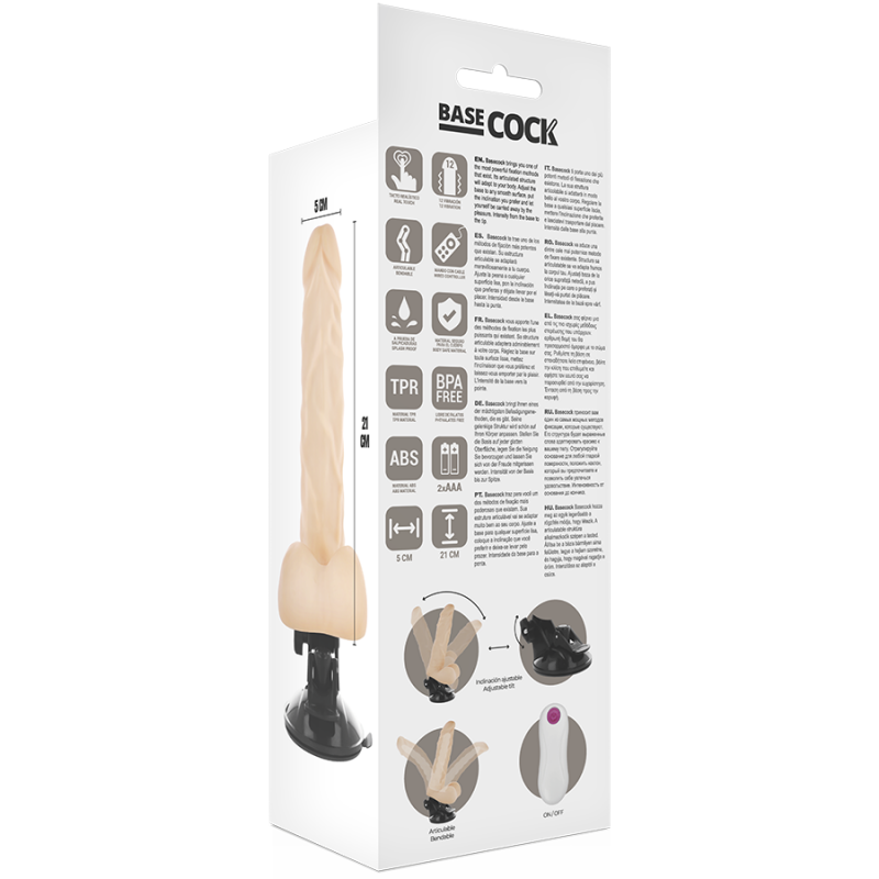 BASECOCK VIBRADOR ARTICULABLE CONTROL REMOTO NATURAL 21CM