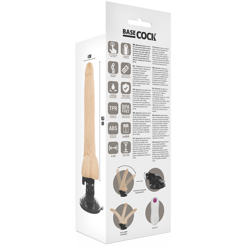 BASECOCK VIBRADOR ARTICULABLE CONTROL REMOTO NATURAL 18.5CM