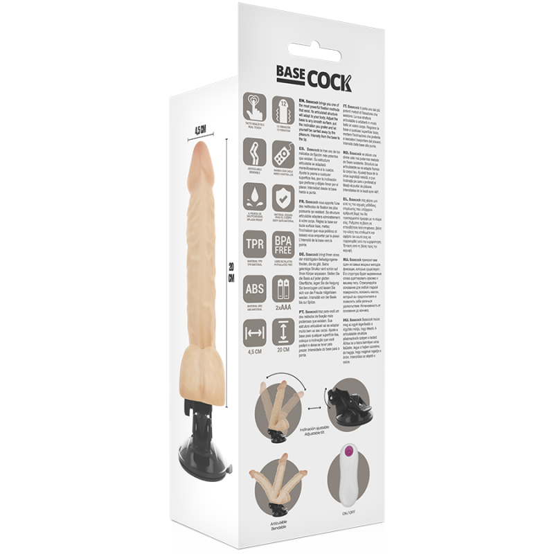 BASECOCK VIBRADOR ARTICULABLE CONTROL REMOTO NATURAL 20CM