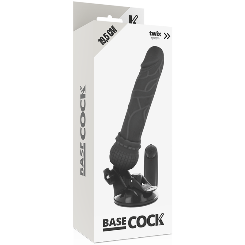 BASECOCK REALISTIC VIBRADOR CONTROL REMOTO NEGRO 19.5CM