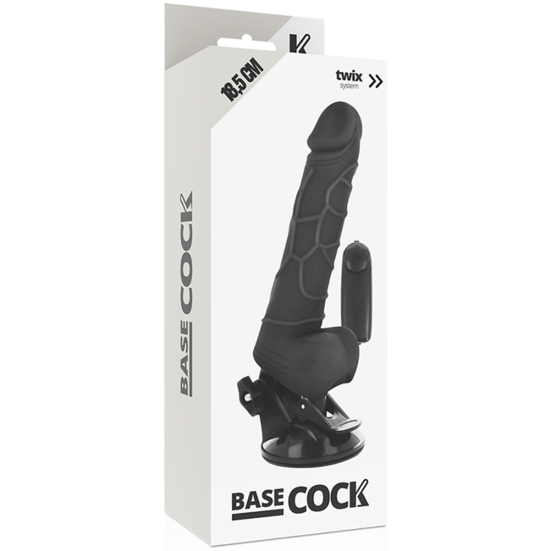 BASECOCK REALISTIC VIBRADOR CONTROL REMOTO NEGRO 18.5CM