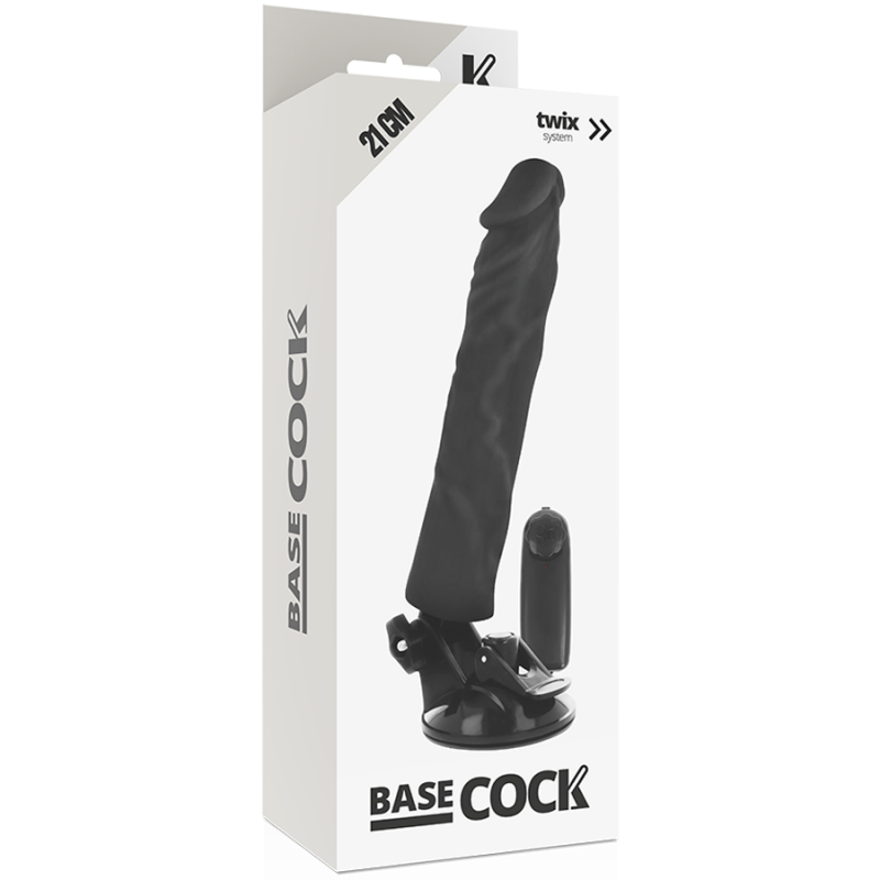 BASECOCK REALISTIC VIBRADOR CONTROL REMOTO NEGRO 21CM