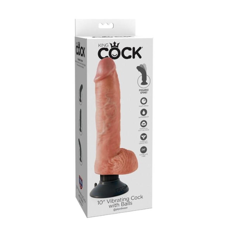 DILDO VIBRADOR KING COCK CON TESTICULOS 25.5 CM COLOR CARNE