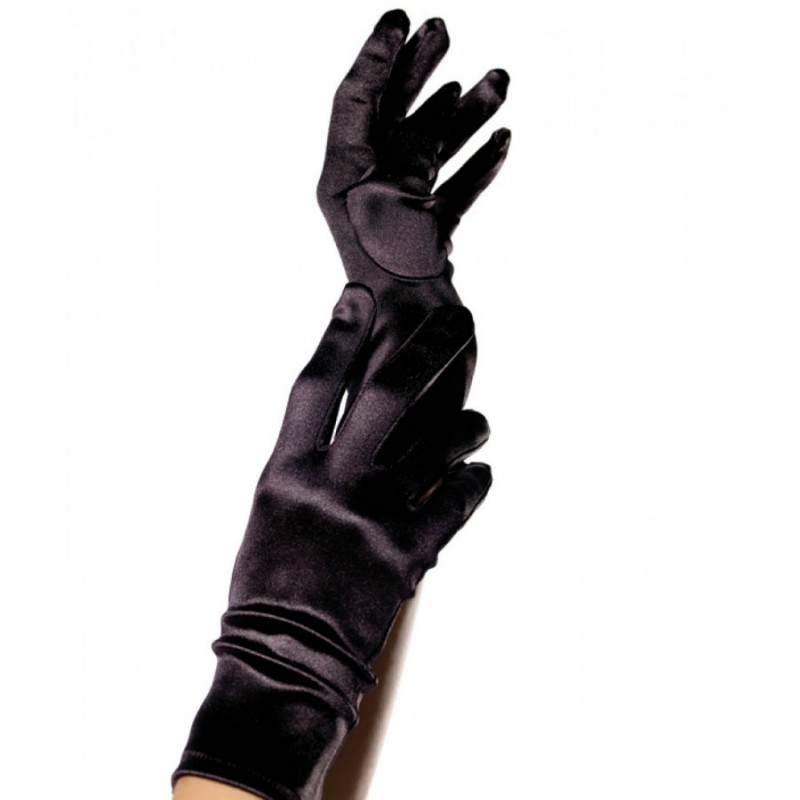 LEG AVENUE GUANTES SATIN NEGRO