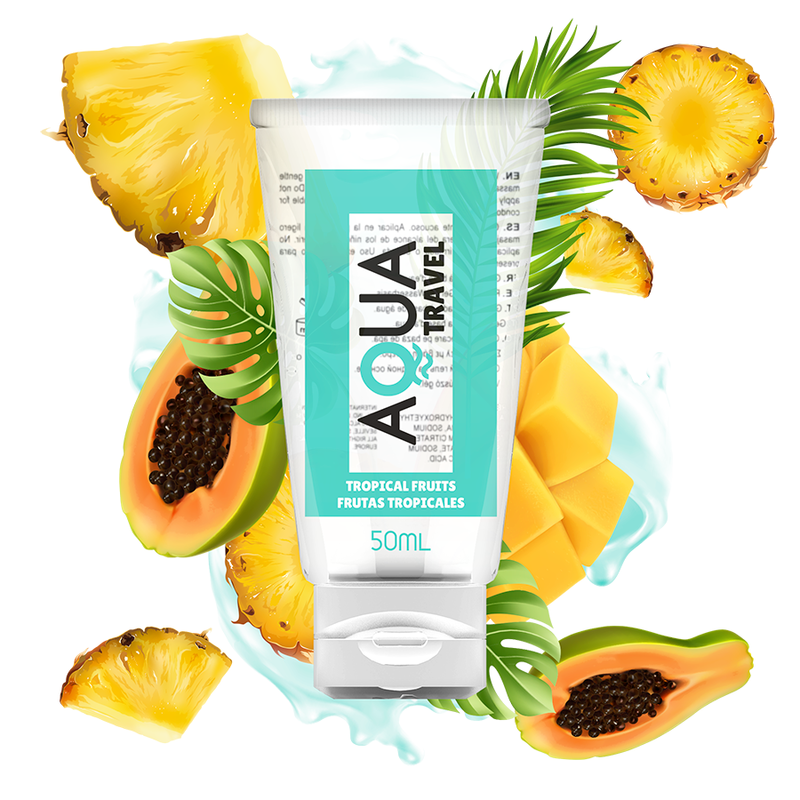 AQUA TRAVEL - LUBRICANTE BASE AGUA SABOR FRUTAS TROPICALES - 50 ML