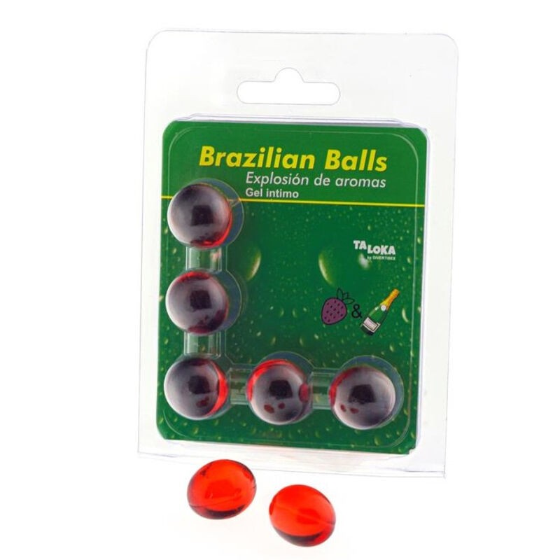 TALOKA - BRAZILIAN BALLS GEL ÍNTIMO FRESAS & CHAMPÁN 5 BOLAS