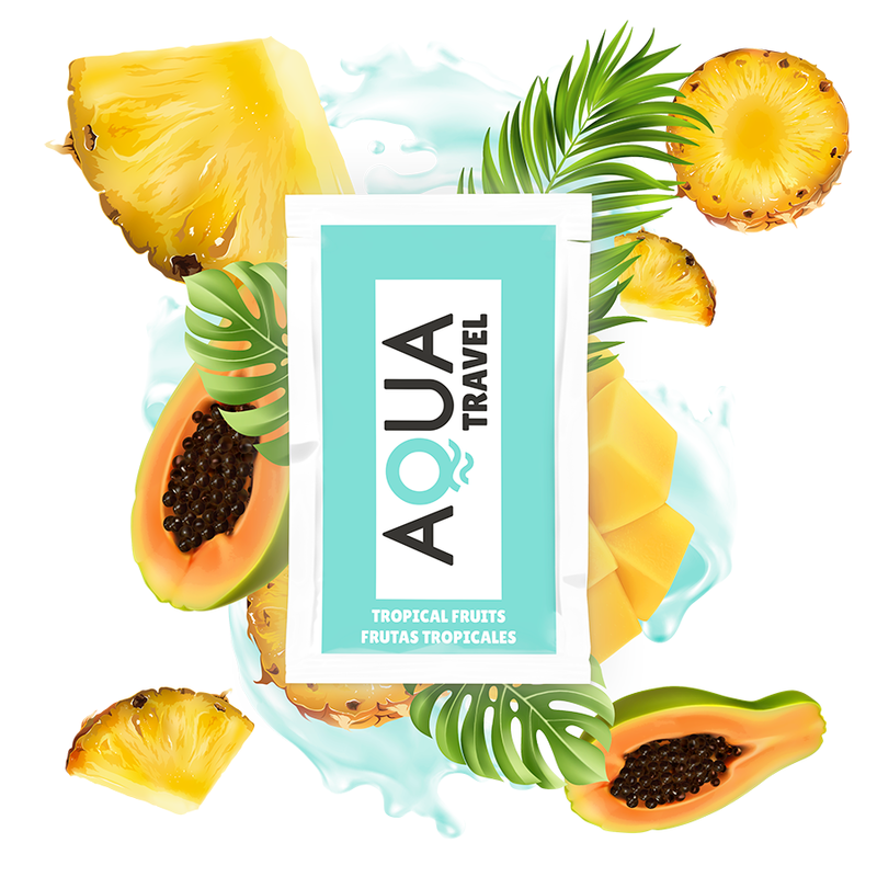 AQUA TRAVEL LUBRICANTE BASE AGUA SABOR FRUTAS TROPICALES - 6 ML