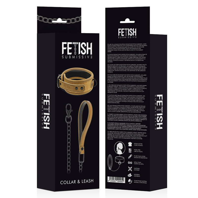 FETISH SUBMISSIVE ORIGEN COLLAR CON CADENA CON FORRO DE NEOPRENO