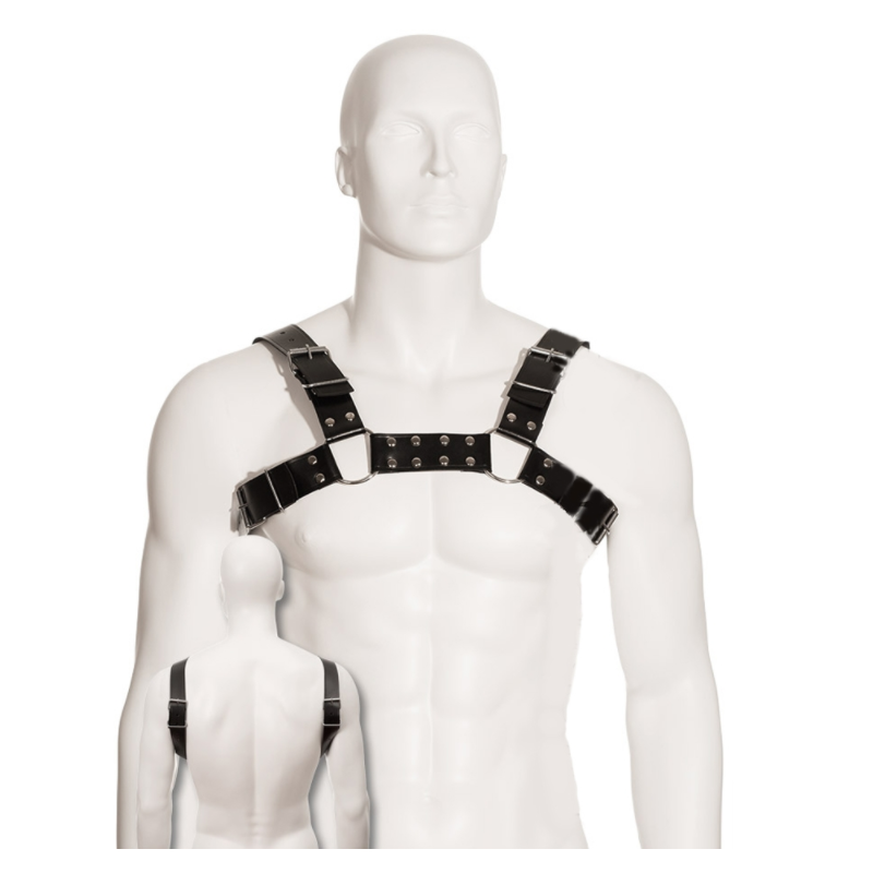 LEATHER BODY BLACK BULL DOG HARNESS