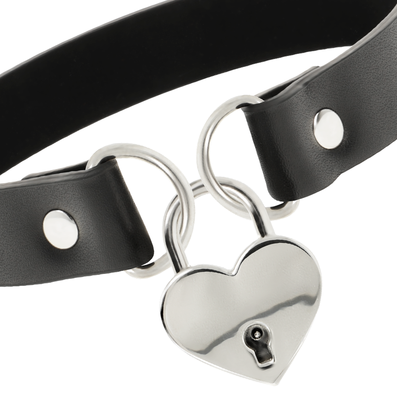 COQUETTE CHIC DESIRE COLLAR CUERO VEGANO ACCESORIO CORAZÓN CON LLAVE