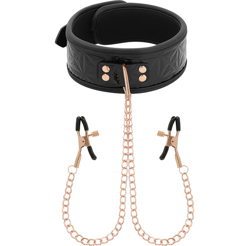 BEGME BLACK EDITION COLLAR CON CADENAS Y PINZAS PEZONES CON FORRO DE NOPRENO