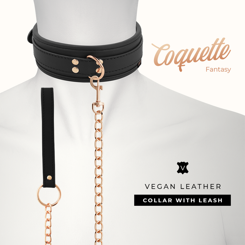 COQUETTE CHIC DESIRE FANTASY COLLAR CUERO VEGANO CON CORREA Y FORRO DE NEOPRENO