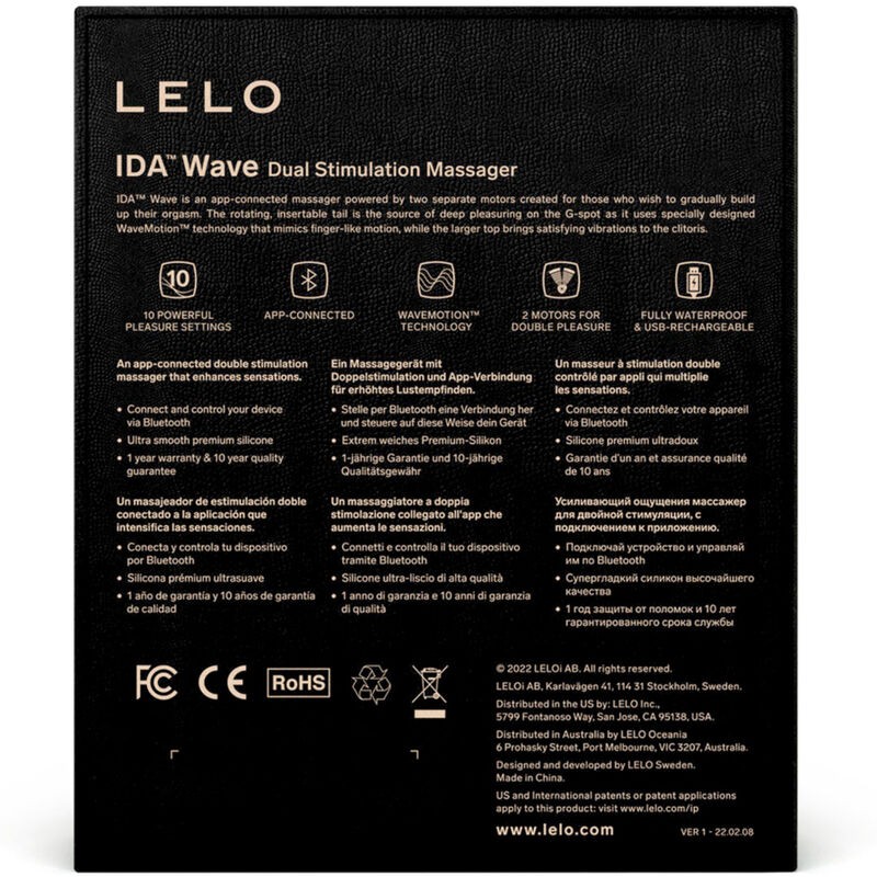 LELO IDA WAVE MASAJEADOR PAREJAS NEGRO