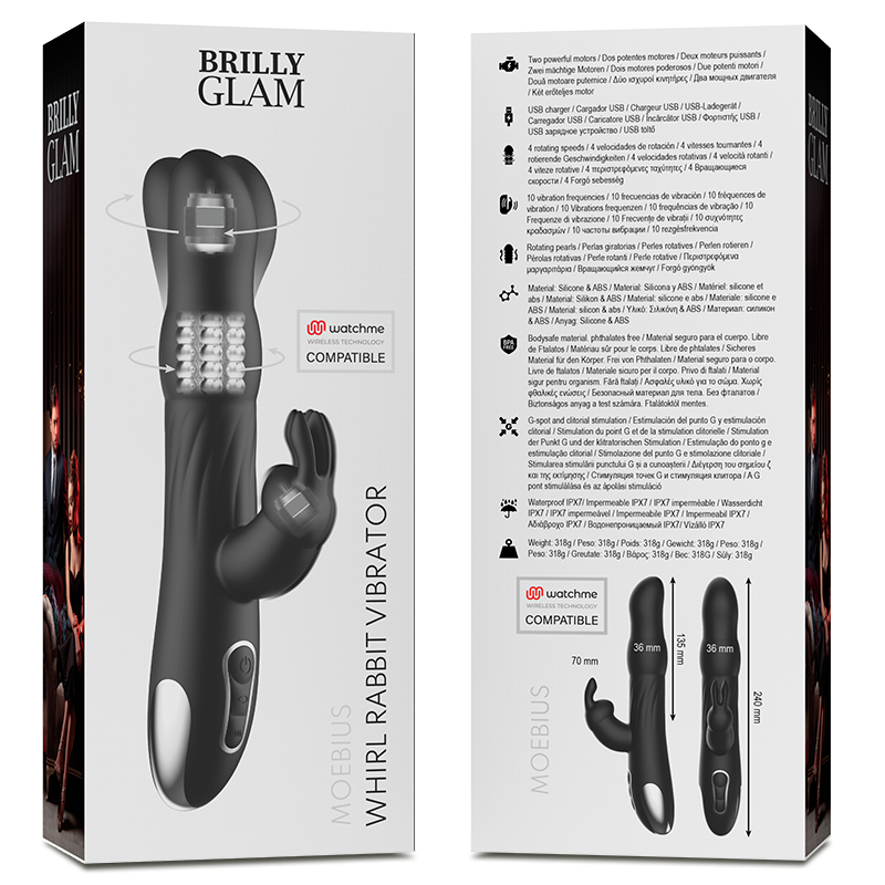 BRILLY GLAM MOEBIUS RABBIT VIBRATOR & ROTATOR COMPATIBLE CON WATCHME WIRELESS TECHNOLOGY