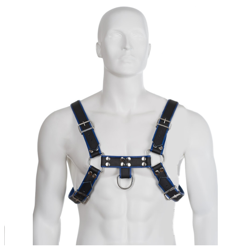 LEATHER BODY ARNES CUERO AZUL Y NEGRO CHEST BULLDOG