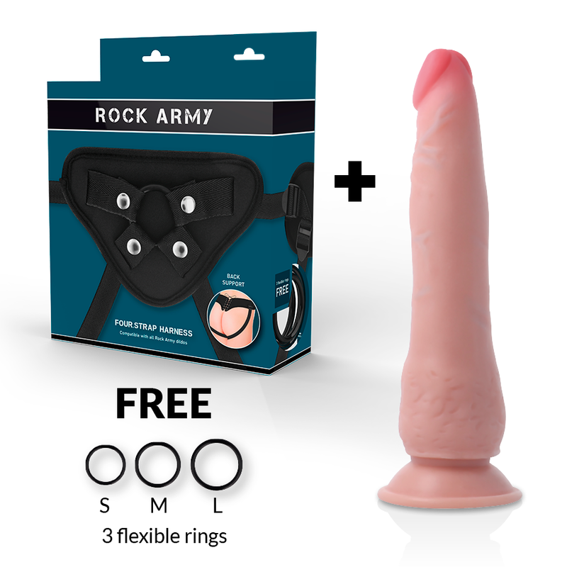 ROCKARMY ARNÉS + DUAL DENSITY CRUSADER DILDO REALISTA 21,5CM