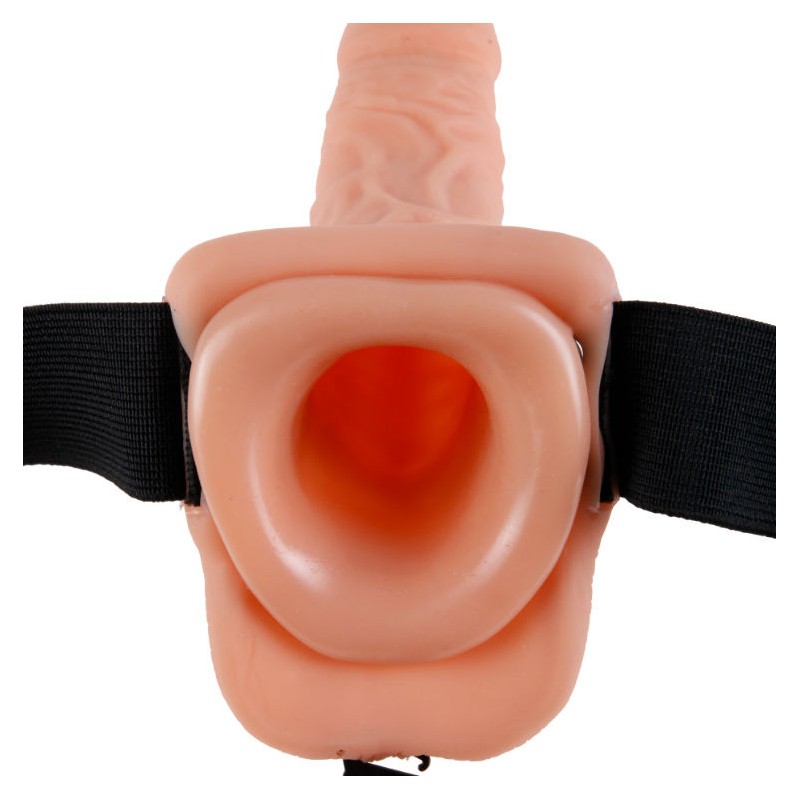 FETISH FANTASY SERIES 9" HOLLOW STRAP-ON WITH BALLS 22.9CM NATURAL