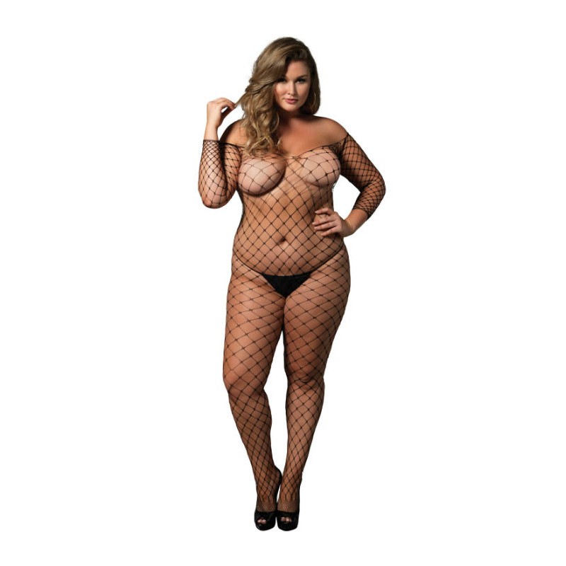 LEG AVENUE OFF THE SHOULDER BODYSTOCKING NEGRO TALLA GRANDE