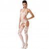 PASSION WOMAN BS054 BODYSTOCKING BLANCO TALLA UNICA