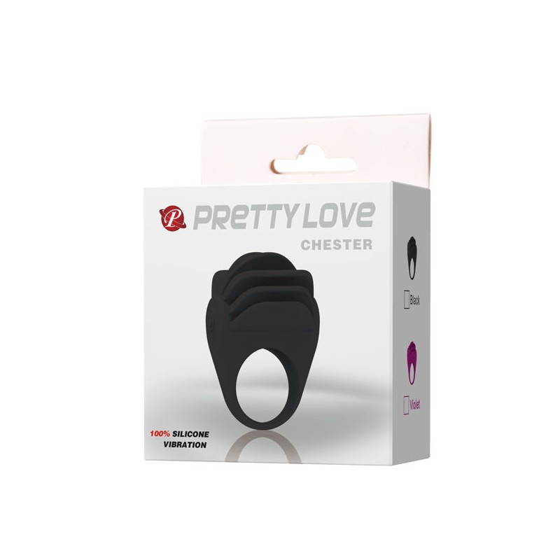 PRETTY LOVE CHESTER ANILLO VIBRADOR NEGRO