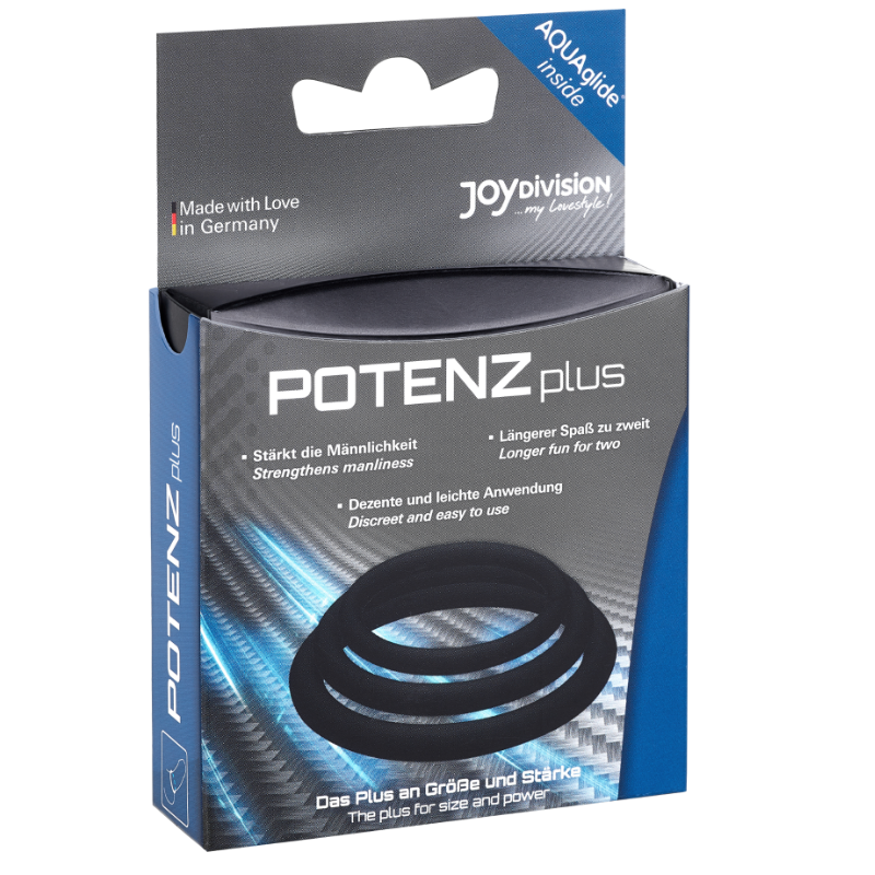 POTENZ PLUS PACK 3 ANILLOS PARA PENE NEGRO - S, M, L