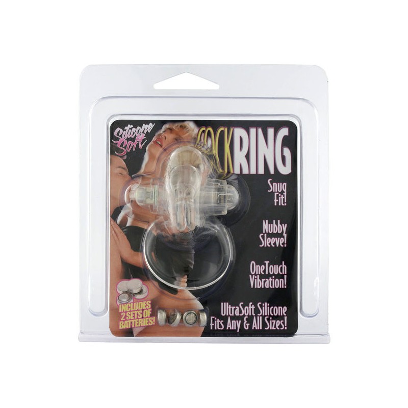 SEVENCREATIONS ANILLO VIBRADOR DE SILICONA TRANSPARENTE