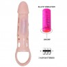 BAILE FUNDA EXTENSORA PENE CON VIBRACION Y STRAP NATURAL 13.5 CM