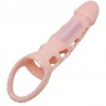 BAILE FUNDA EXTENSORA PENE CON VIBRACION Y STRAP NATURAL 13.5 CM