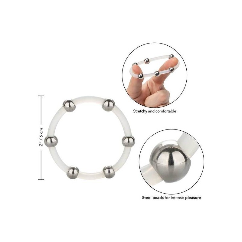 CALEX ANILLO DE SILICONA CON CUENTAS DE ACERO TALLA XL