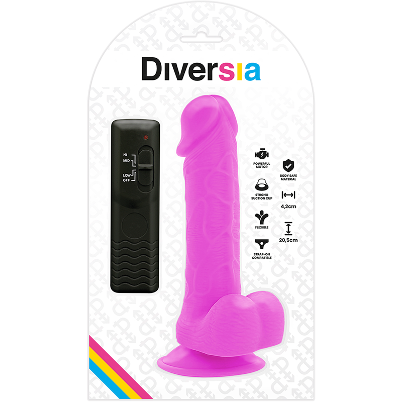 DIVERSIA DILDO FLEXIBLE CON VIBRACION 20.5 CM - LILA