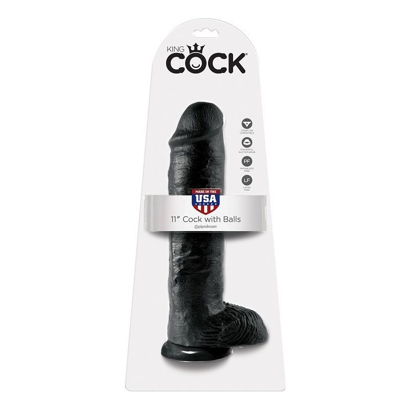 KING COCK 11" PENE REALISTICO NEGRO 28 CM