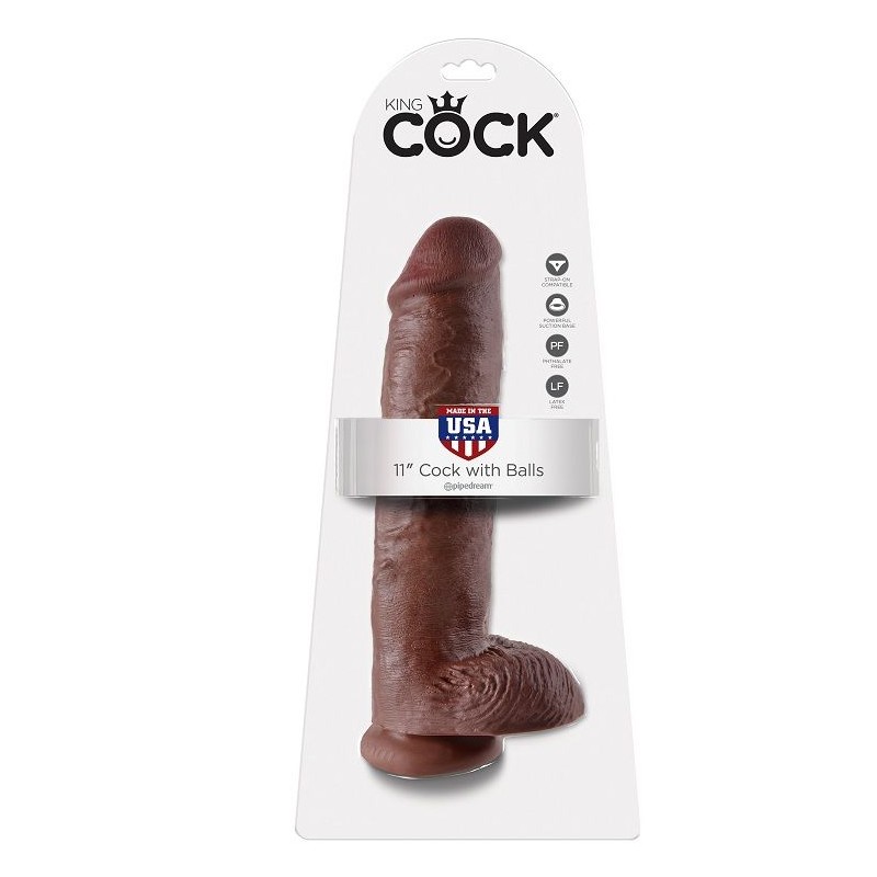 KING COCK 11" PENE REALISTICO MARRON 28 CM