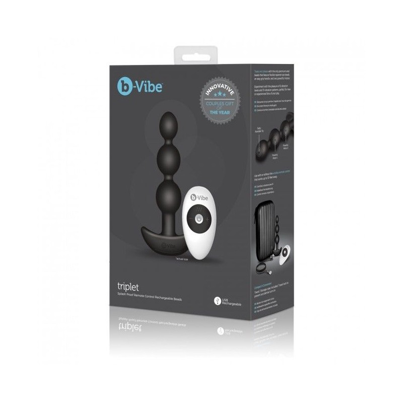 B-VIBE -TRIPLET ANAL CONTROL REMOTO BEADS NEGRO