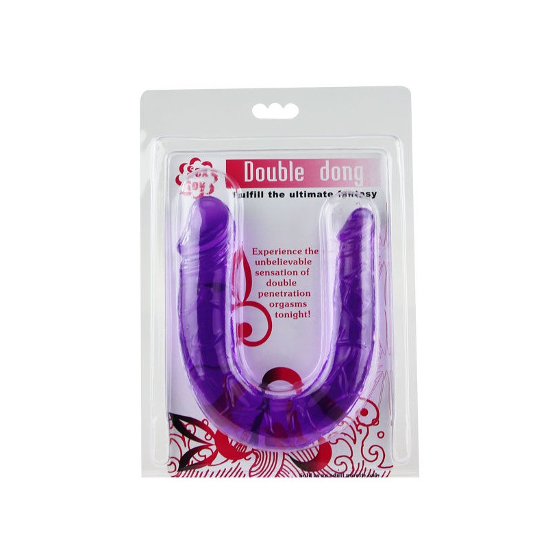 DILDO DOBLE EN GELATINA FLEXIBLE LILA