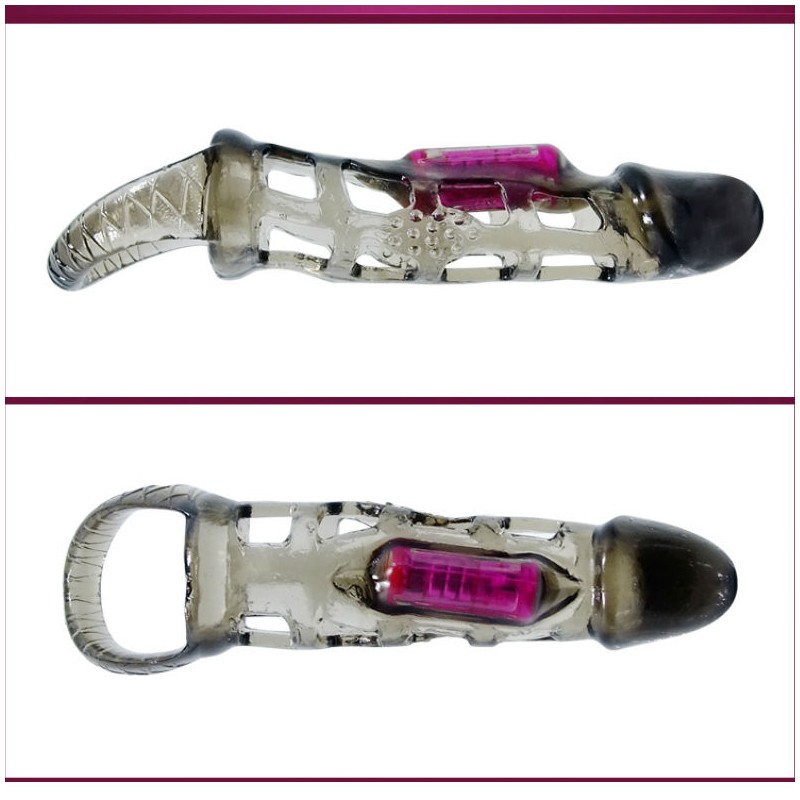 BAILE FUNDA EXTENSORA PENE CON VIBRACION Y STRAP 13.5 CM