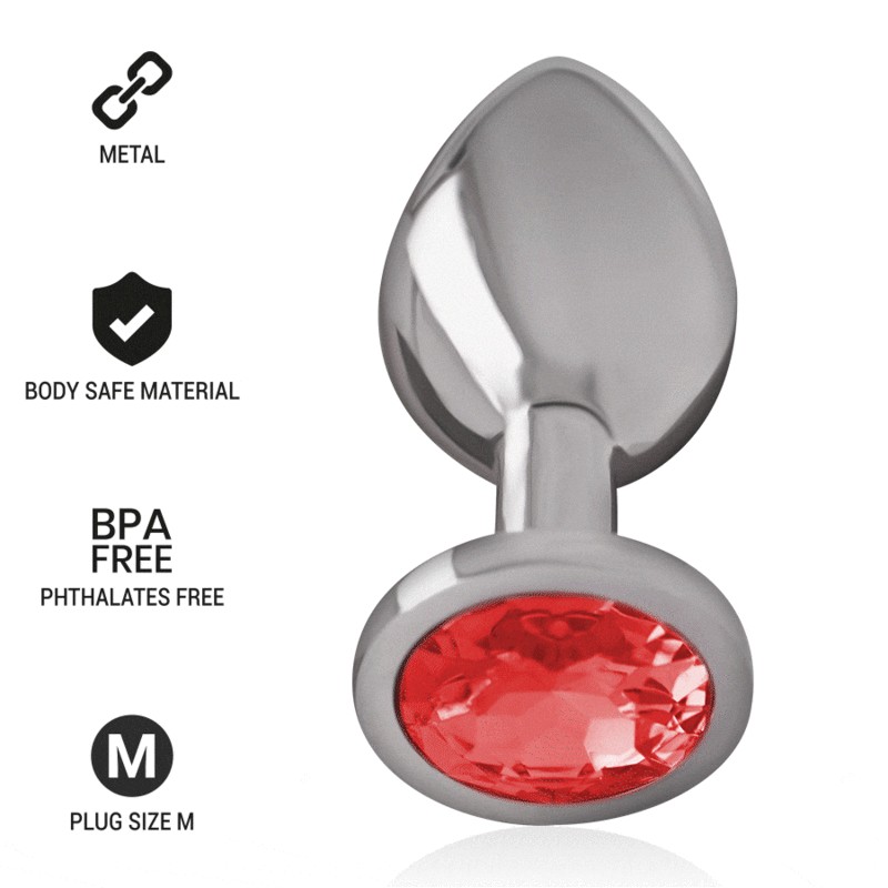 INTENSE - PLUG ANAL METAL CON CRISTAL ROJO TALLA M