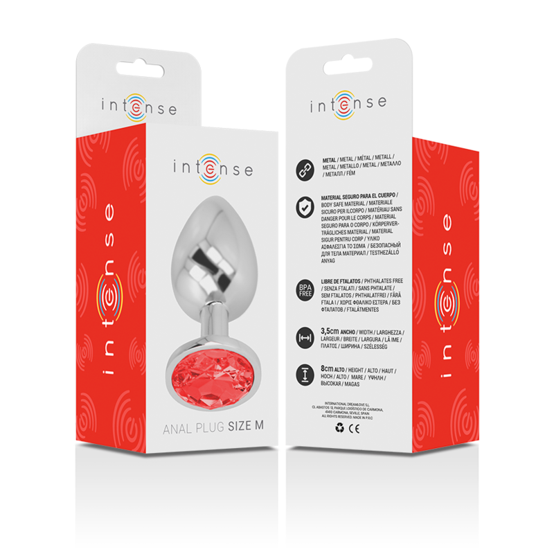 INTENSE - PLUG ANAL METAL CON CRISTAL ROJO TALLA M