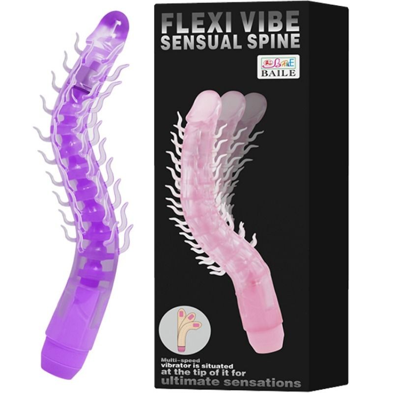 FLEXI VIBE SENSUAL SPINE BENDABLE VIBRATING DILDO LILA 23.5 CM