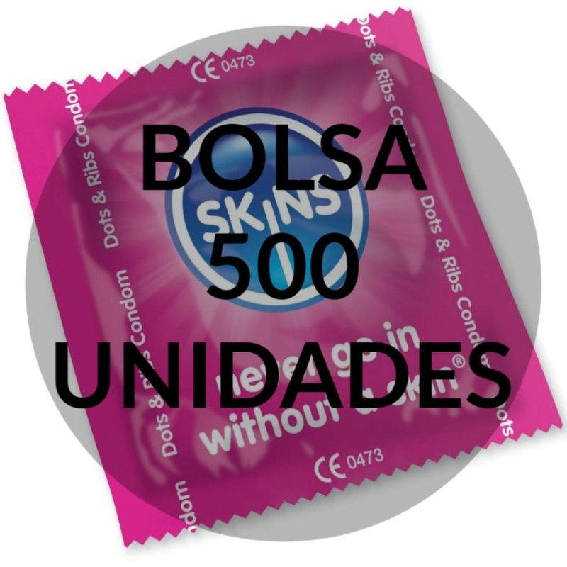 SKINS PRESERVATIVOS PUNTOS & ESTRÍAS BOLSA 500 UDS