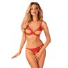 LEG AVENUE SET TRES PIEZAS SUJETADOR, TANGA Y MEDIAS TALLA UNICA - ROJO