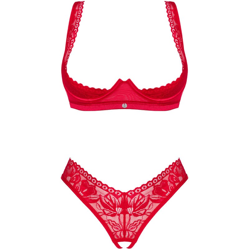 OBSESSIVE - LACELOVE SET DOS PIEZAS CUPLESS ROJO XS/S