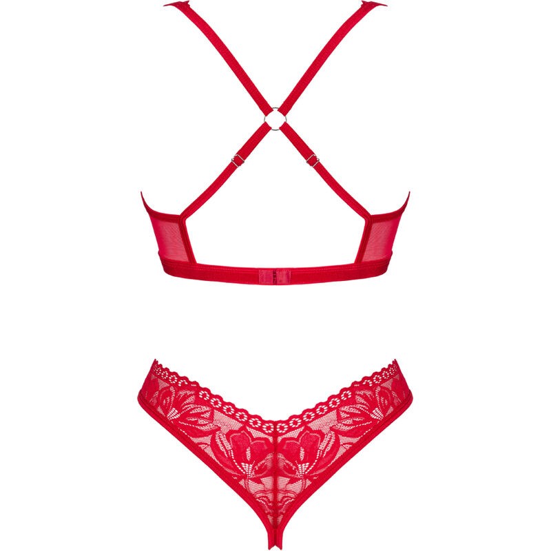 OBSESSIVE - LACELOVE SET DOS PIEZAS CUPLESS ROJO XS/S