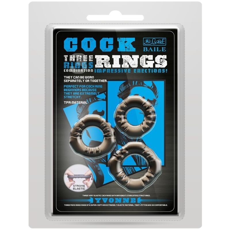 COCK RINGS YVONNE SET 3 ANILLOS PENE