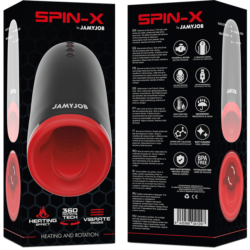 JAMYJOB - SPIN-X MASTURBADOR CON ROTACIÓN Y FUNCIÓN CALOR