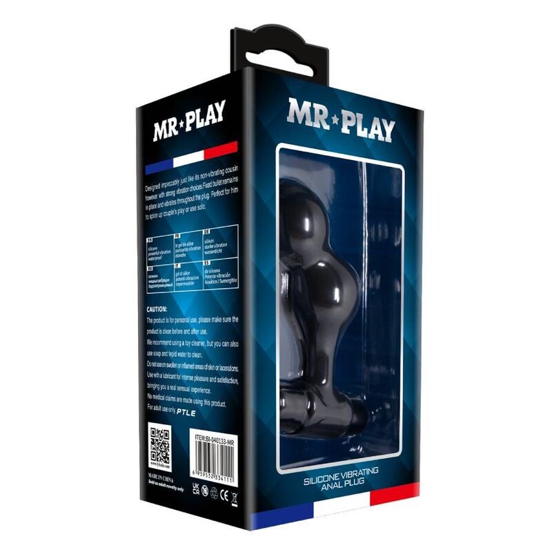 MR PLAY - PLUG ANAL VIBRADOR DE SILICONA NEGRO