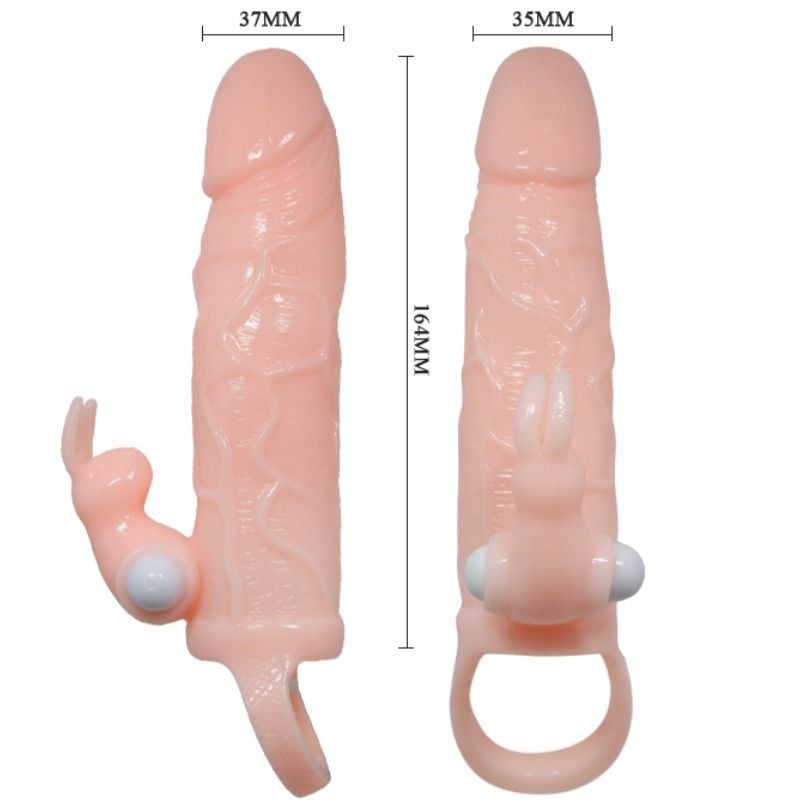 BRAVE MAN FUNDA PENE CON RABBIT VIBRADOR 16.5 CM NATURAL