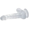BAILE DILDO REALISTICO CON VENTOSA Y TESTICULOS 16.7 CM TRANSPARENTE